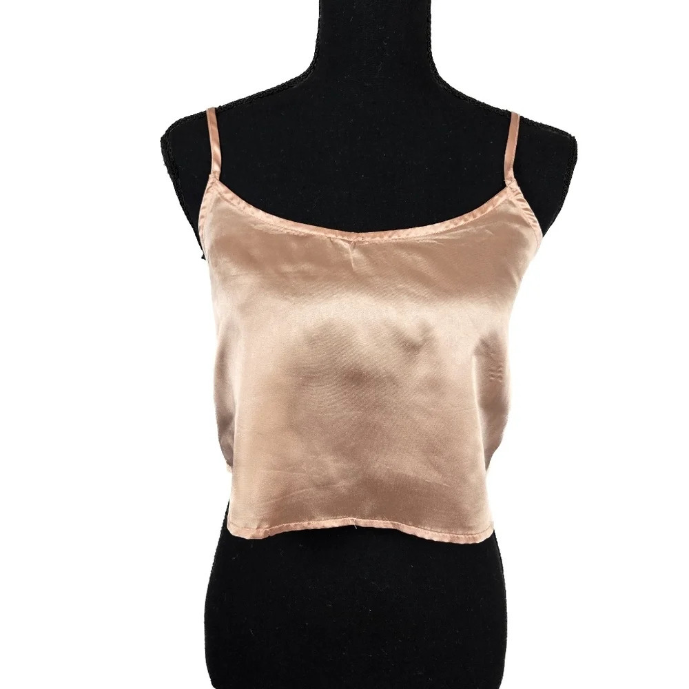 🔥 (5for$35) BOOHOO Champagne Pink Silky Spaghetti Strap Crop Top